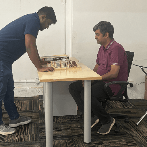 Roushan (left) and Raghuram (right) battling each other at Chess